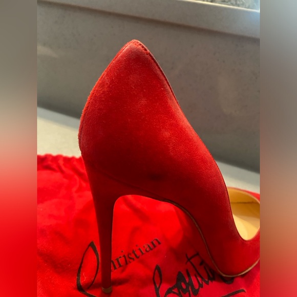 Christian Louboutin Pigalle Follies 100 Suede Oeillet Red 37.5 - Picture 3 of 12